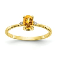 Primal Gold Karat sárga arany valódi gyémánt és citrin születési gyűrű