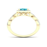 Imperial drágakő 10K sárga arany smaragd vágás svájci kék topaz ct tw gyémánt halo női gyűrű