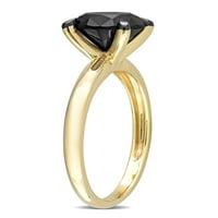 Carat T.W. Fekete gyémánt 14 kt sárga arany pasziánsz eljegyzési gyűrű