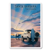 Santa Barbara, California, tengerpart, litográfia, Lámpás sajtó, prémium, játékkártya, kártyacsomag, noha, Joker, USA
