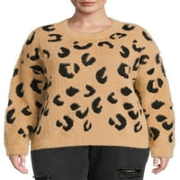 Álmodozók, debütáló női plusz méretű leopárd nyomtatott pulóver pulóver