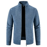 symoid Férfi Alkalmi kabátok és dzsekik-divat őszi és téli állvány gallér Pulóver Alkalmi gyapjú kabát Kék XXXL