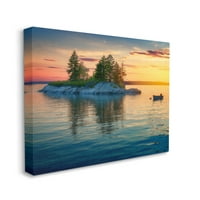 Stupell Sunset Island Horizon Fotózás Tájkép Fotográfia Galéria Csomagolt Vászon Nyomtatás Fal Művészet