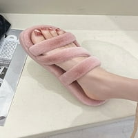Colisha nők Csúszásmentes csúszás az otthoni cipőn Ház Lélegző plüss papucs hálószoba lapos meleg cipő rózsaszín 6.5