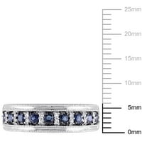 Miabella női Ct. Zafír és Carat T.W. Gyémánt 10KT fehérarany -évforduló gyűrű