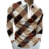 Lisingtool Férfi pólók Férfi Alkalmi Nyári szilárd blúz kockás gallér póló kapcsolja le gallér Hosszú ujjú felsők póló