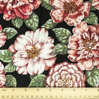 Waverly Inspirations 44 pamut Bridget virág varrás és kézműves szövet az udvaron, Fekete, rózsaszín és zöld
