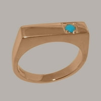British Made 14k Rose Gold természetes türkiz férfi ígéret gyűrű - méret opciók-méret 8.75