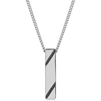 Carat T.W. Fekete gyémánt sterling ezüst és fekete ródium dupla átlós sor medál acél járdaszegély nyaklánccal, 18