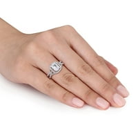 A Miabella női 2-CT-t létrehozott fehér zafír CT Diamond 10KT Fehérarú Halo koktélgyűrű