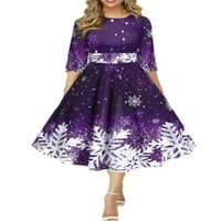 Grianlook alkalmi vonal ruha női ujjú karácsonyi nyomtatás őszi ruhák Party Xmas pólók ruha lila 2XL