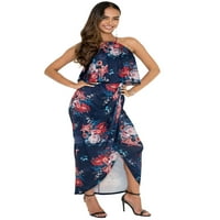 KOH szexi hosszú virágmintás Kötőfék Spagetti heveder virág tavaszi nyári Party klasszikus Sundress Maxi ruha ruha
