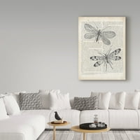 Védjegy Képzőművészet 'Vintage Dracnflies on Newsprint' Canvas Art by Wild Apple Portfolio