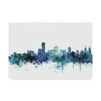 Védjegy képzőművészet' Adelaide Ausztrália kék kékeszöld Skyline ' vászon művészet Michael Tompsett