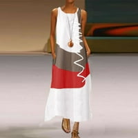 Női ruhák Női kerek nyakkivágás Ujjatlan virágos Fit & Flare ruhák hosszú nyári Fit & Flare Chemise fehér 5XL