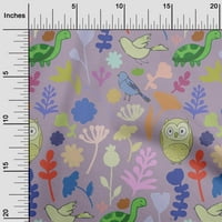 oneOone pamut Jersey levendula Szövet trópusi Doodled állatok levelek kézműves projektek dekor szövet Nyomtatott az