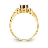 Primal Gold Karat sárga arany szív ametiszt és gyémánt gyűrű
