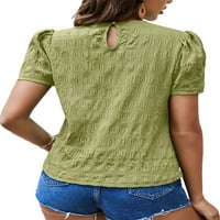 Sanviglor Női póló egyszínű póló Legénység nyak nyári felsők kényelmes tunika blúz strand Tee Zöld M
