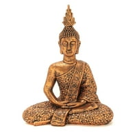 DecMode Polystone dörzsölte réz ülő Buddha figura hegyes Ushnisha