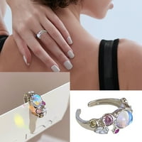 Yubnlvae Gyűrű Opál Színű Cirkon Por Gyémánt Gyűrű Láva Design Értelemben Nyitott Gyűrű