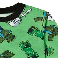 Minecraft Boys exkluzív klasszikus hosszú és rövid ujjú felsők, nadrágok és rövidnadrágok 5 részes pizsama Alvókészlet,