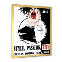 Designart 'Style Passion Life Fashion Woman VIII' Vintage keretes művészeti nyomtatás