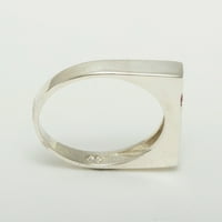 British Made Real Solid Sterling Silver Natural Ruby Mens Band Ring-méret opciók-méret 6.25