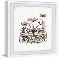 Pénztárca rózsaszín virágokkal keretes festmény nyomtatás