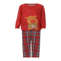 Matching családi pizsama készletek karácsonyi pj szarvas és kockás Nyomtatott Hosszú ujjú póló és alsó Loungewear piros