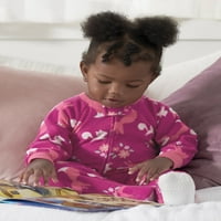 Gerber baba & kisgyermek lány Microfleece takaró alvó pizsama, 4-csomag, Méretek hónapok-5T