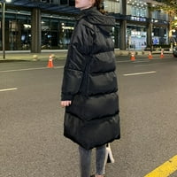 Női fekete Parka megvastagodott Kabát Női Női felöltő meleg téli levehető kapucnis egyszínű laza hosszú felsőruházat