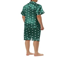 Egyedi árajánlatok Férfi szatén pizsama set szívnyomtatás rövid alvási ruházat társalgó