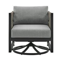 Cuffay Outdoor Patio forgatható vitorlázó szék fekete alumíniumból, szürke párnákkal