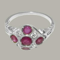 Brit készült 10k fehér arany gyűrű természetes Rubin & Diamond női Nyilatkozat gyűrű - méret opciók-méret 11.25