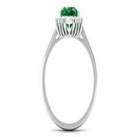 Lab nőtt smaragd koktél gyűrű Moissanite Halo a nők, 14k fehér arany, US 12.00