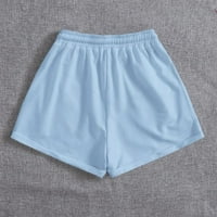 Mikilon Női szilárd alkalmi laza zsebek Fűzés Zsinóros rövid nadrág női nyári nadrág Capri Sky Blue kedvezmény