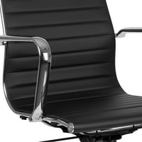 Flash bútorok ergonomikus Fekete LeatherSoft szerkesztési szék állítható magasságú láb gyűrű és króm alap