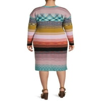 Terra & Sky női plusz méretű pulóver tartály ruha és kardigán szett