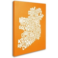 Védjegy Art 'Orange-Írország szöveges térkép' vászon művészete, Michael Tompsett