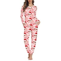 Pzuqiu új női pj nadrág szett esztétikai pizsama Fehérnemű Aranyos hóember cukorka vesszők nyomtatás, Divat méret 5XL