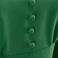Koktél ruhák Női esküvői vendég érettségi ruha Egyszínű Hosszú ujjú V nyak Retro Magas derék Hozzávaló ruha Zöld XXL