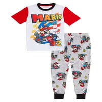 Mario Bro Little Boys Rövid Ujjú Pizsamakészlet, 2 Részes, 4-12-Es Méretek