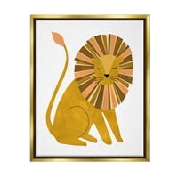 Stupell Industries Fun oroszlán sörény Wildlife grafika metál arany úszó keretes vászon nyomtatás Wall Art, Design