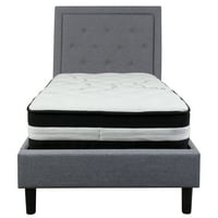 Flash bútorok Roxbury Twin méretű csomózott kárpitozott Platform ágy világosszürke Szövet zseb rugós matrac