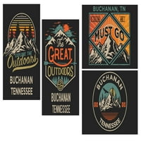 Buchanan Tennessee Szuvenír Hűtőmágnes A Nagy Szabadban Design 4-Pack