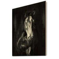Designart 'közelről portré fekete Kladruby ló' parasztház nyomtatás természetes fenyőfa