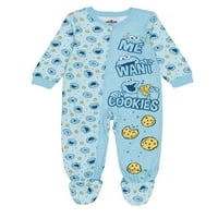 Szezám utca baba és kisgyermek fiú egyrészes pizsama, méretek 12M-5T