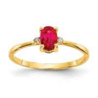 Primal Gold Karat sárga arany gyémánt és rubin születési gyűrű