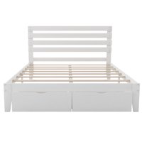 Modern fenyőfa tároló Platform ágy, királynő gyerekeknek és felnőtteknek, fehér