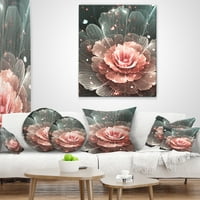 Designart absztrakt fraktál rózsaszín szürke virág - virágos párna - 12x20